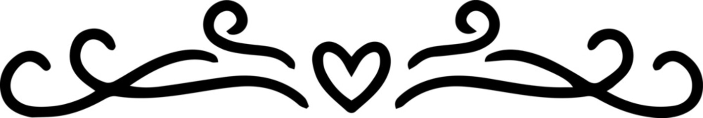 Hand drawn hearts and swirling lines create a beautifully simple, elegant horizontal border, adding a romantic and whimsical touch to various design projects and stationery