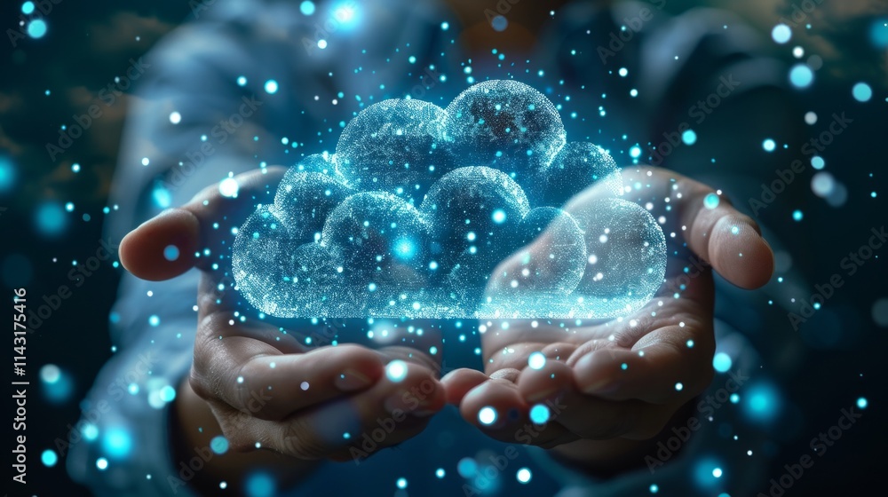 Poster technology networking and digital communication in business with cloud computing concept