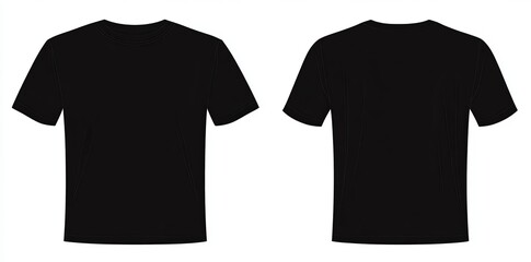 A unisex black t-shirt mock-up. A template for t-shirt design. .A mock-up of a unisex black t-shirt. A design template for t-shirts. .A black t-shirt mock-up suitable for both genders. A template for