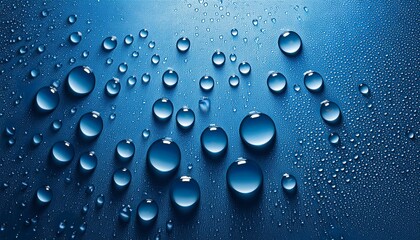 Water drops on blue background. Generated image