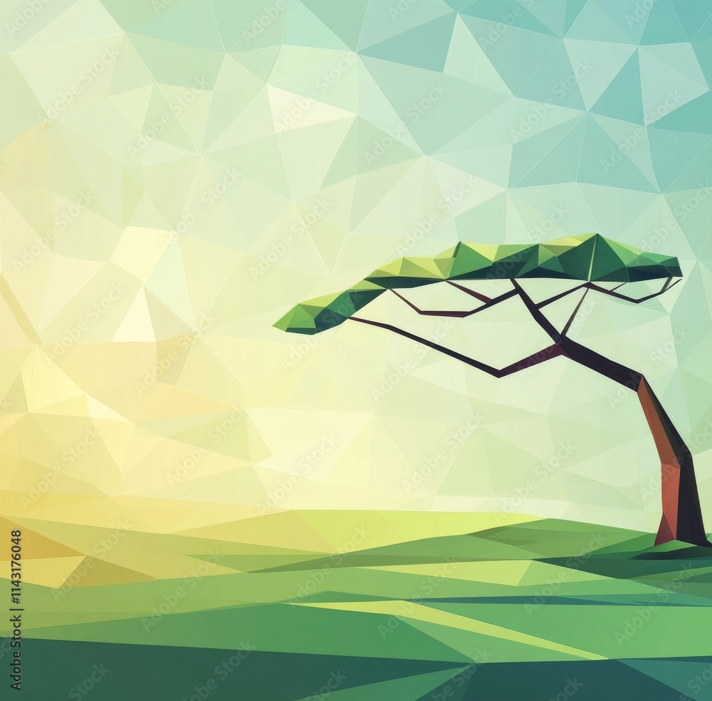 Poster isolated abstract low poly tree icon. geometric forest in polygonal style. 3d low poly symbol. eco-f