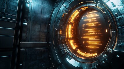 Futuristic Sci Fi Portal Glowing Orange