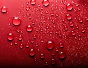 Water drops on red background. Generated image