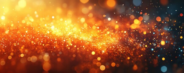 A breathtaking abstract display of vibrant bokeh lights in vivid shades of orange blending into a deep blue background, creating a mesmerizing and dynamic visual experience