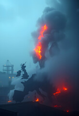 Obraz premium Energy crisis in the European Union - with copy space, 8k unreal engine photorealism, with white tones