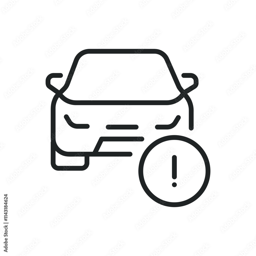 Poster car alert error thin line icons. editable stroke and perfect pixel on transparent background