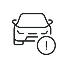 Car alert error thin line icons. Editable stroke and Perfect pixel on transparent background
