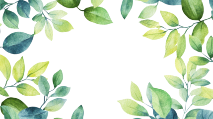 Leaves around a frame, transparent background
