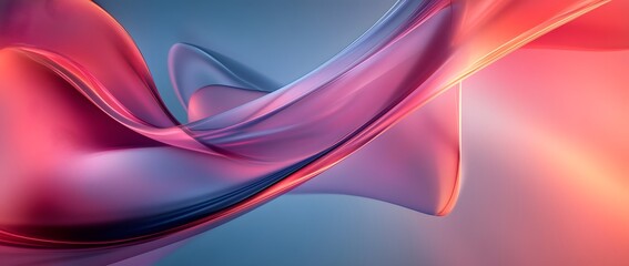 Abstract Pink and Blue Glass Flowing Ribbon Design