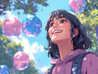 Mujer celebrando el orgullo con bandera transexual