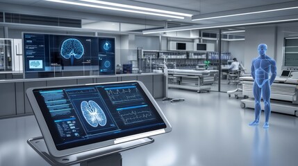 A futuristic digital rendering of human anatomy intertwined with neural networks