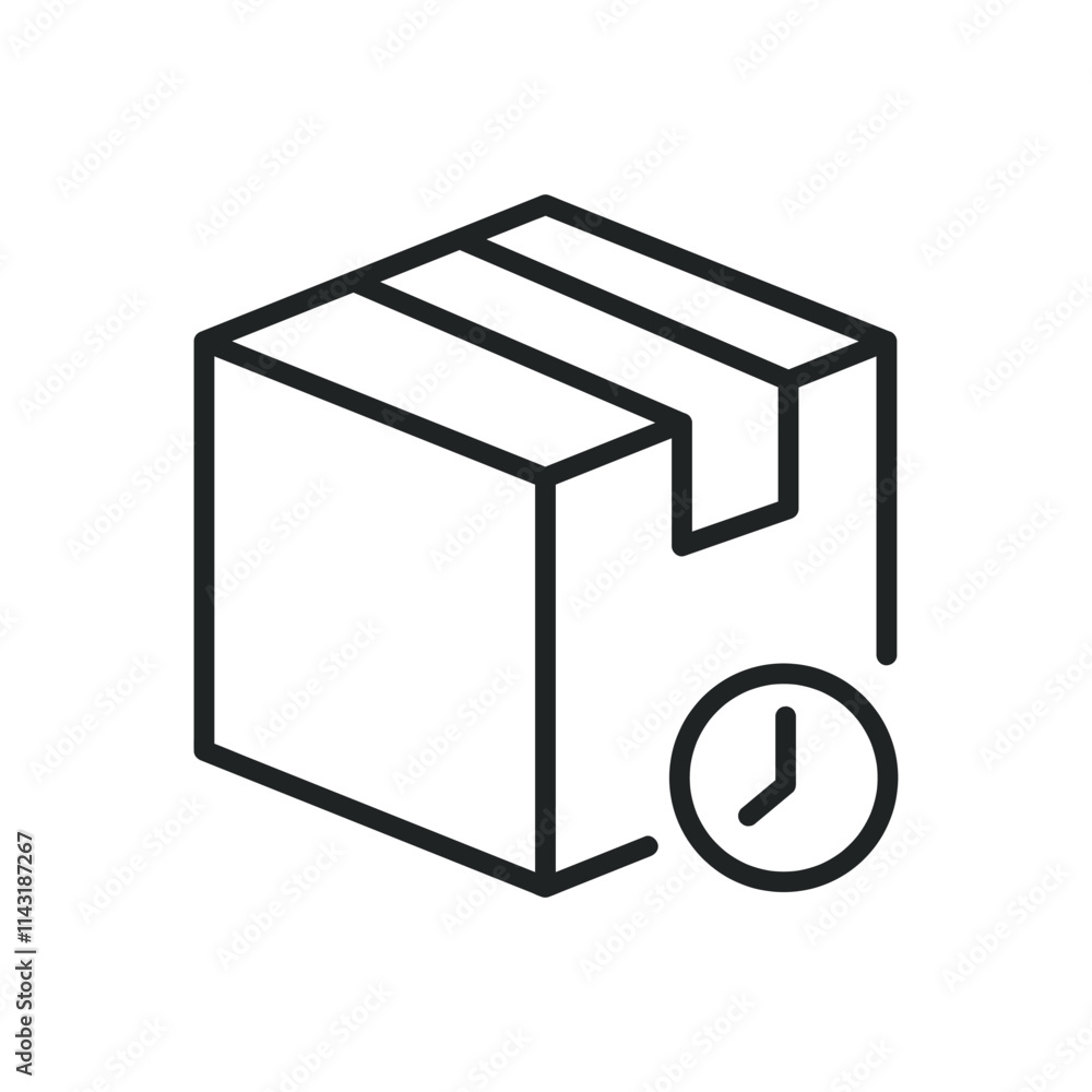 Poster delivery on process thin line icons. editable stroke and perfect pixel on transparent background