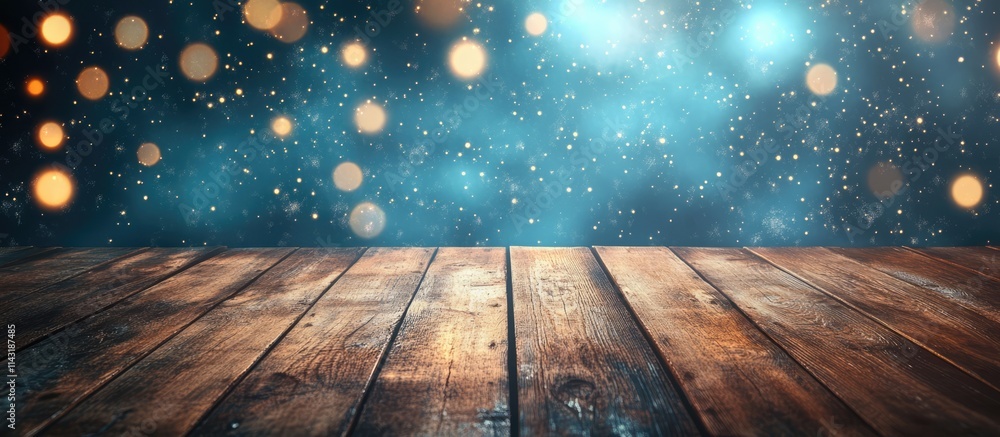 Poster elegant wooden table with soft bokeh background ideal for product photography or creative compositio