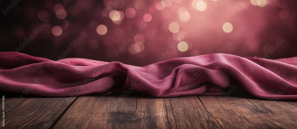 Poster elegant brown wooden table with soft bokeh background ideal for showcasing products or creating phot