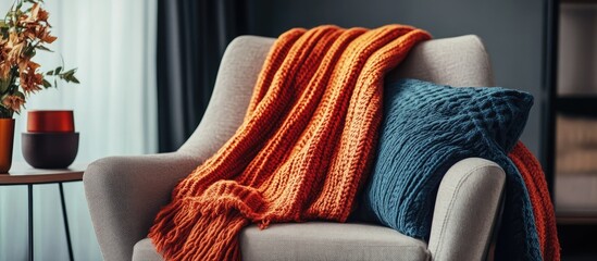 Cozy armchair featuring colorful throws creating a warm and inviting atmosphere for elegant home interior design and decor enhancement