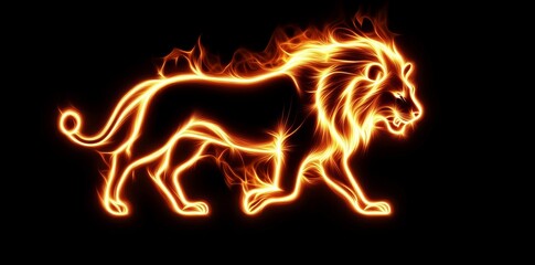 Fototapeta premium An illustration of a fiery lion highlighting its formidable strength and regal power