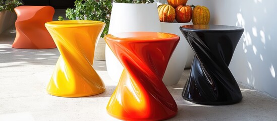 Vibrant modern plastic stools designed for stylish indoor and outdoor seating flexible for various settings and color schemes