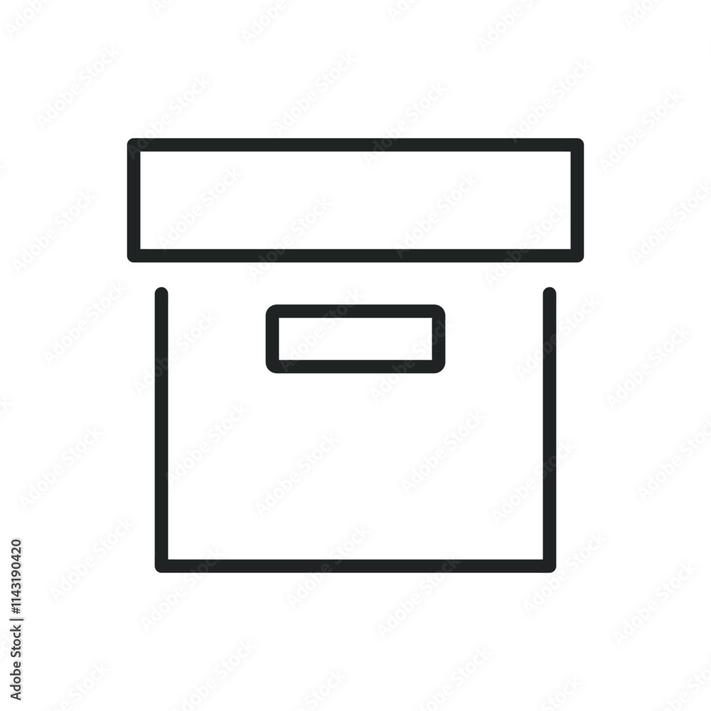 Poster cardbox package thin line icons. editable stroke and perfect pixel on transparent background