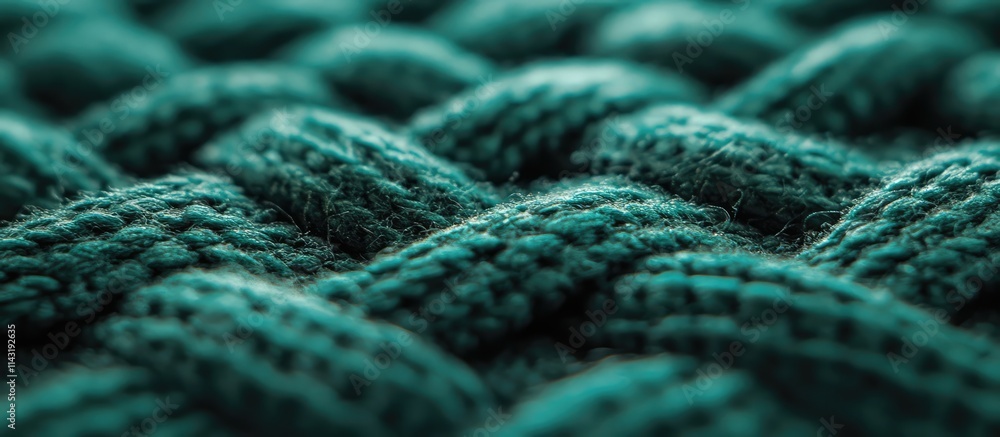 Poster close up of a green chunky string rug highlighting intricate textures and design for stylish home de