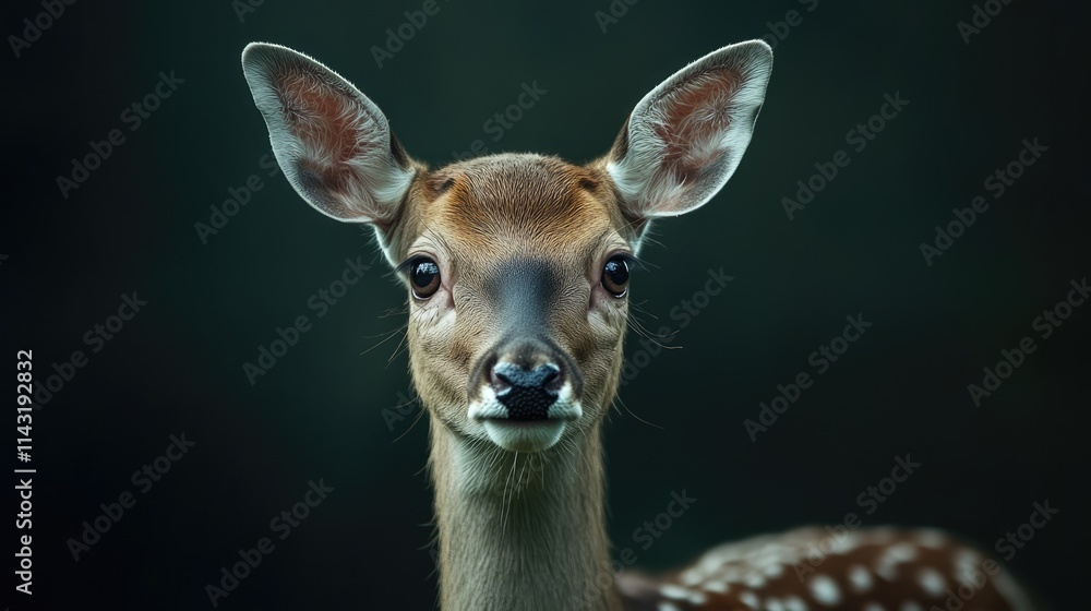 Aufkleber young fallow deer portrait with soft focus background showcasing its prominent features and gentle e