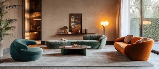 Spacious modern living room with stylish furnishings and warm lighting creating an inviting luxurious ambiance for home decor inspiration