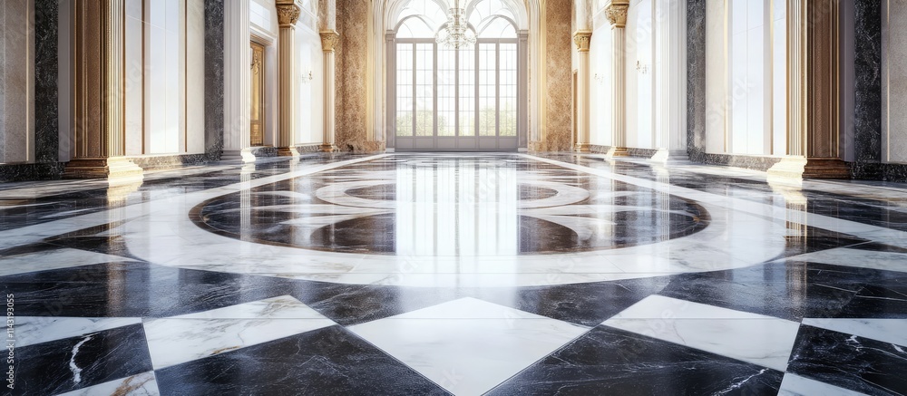 Poster luxurious marble stone tiled floor featuring intricate patterns ideal for upscale interior design an