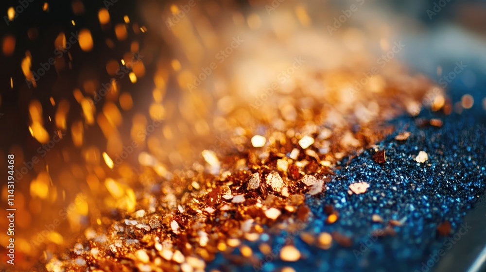 Poster coarse grains and sparks creating an abstract background with rich textures and warm tones in a blur
