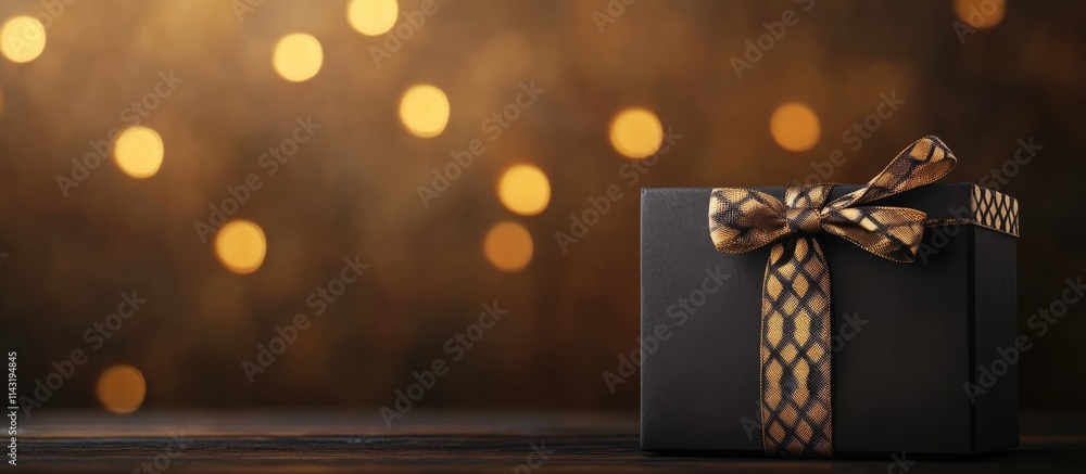 Poster father's day gift backdrop design with an elegant box and necktie against a soft bokeh lighting for 