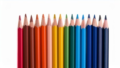 Close up row of colored pencils. Generated image