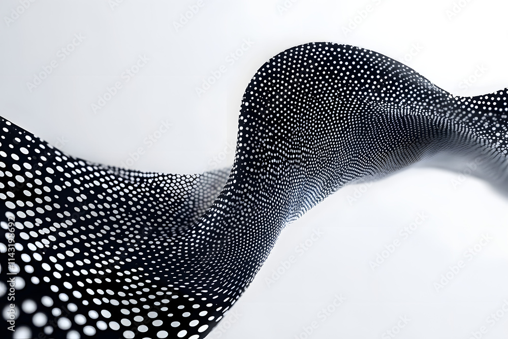 Aufkleber abstract wave of black and white dot pattern forming a dynamic curved shape, conveying a sense of mo