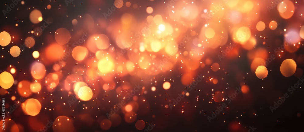 Poster abstract bokeh fireworks background with glowing lights and dark space for text in a vibrant holiday