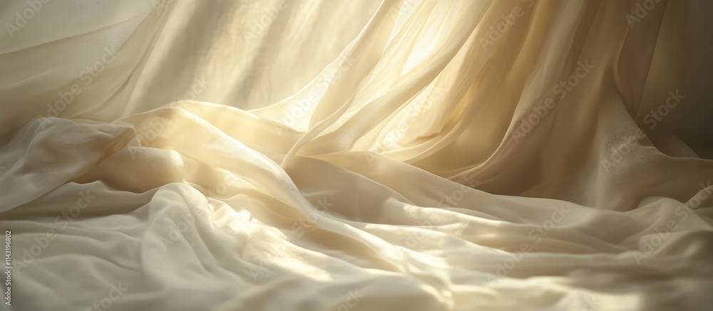 Poster softly draped fabric illuminated by gentle light creating a serene and artistic atmosphere with flow