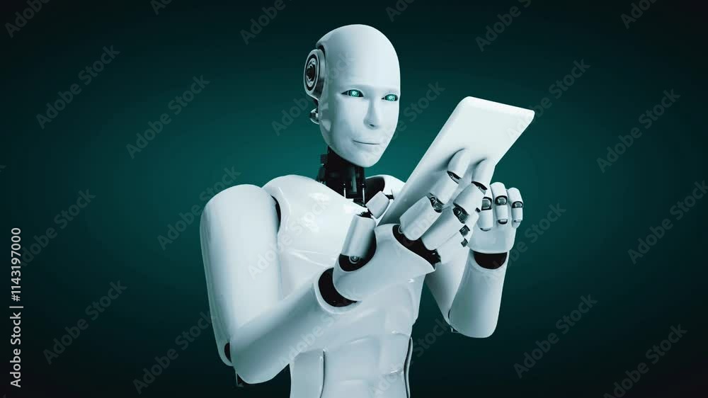 Aufkleber future financial technology controll by ai robot huminoid uses machine learning and artificial intel