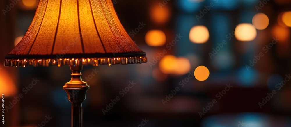 Poster elegant lamp casting a warm glow with a soft focus background creating a cozy and inviting ambiance 