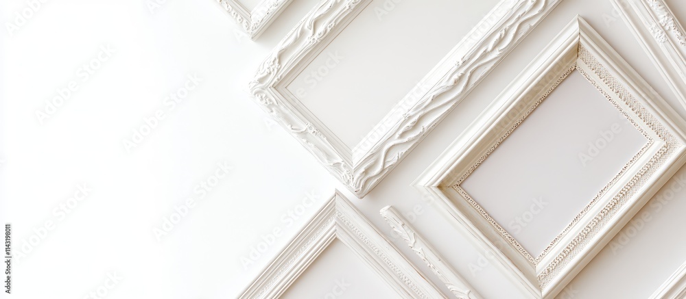 Poster elegant white wooden frames arranged on a pristine background ideal for displaying artwork or photog