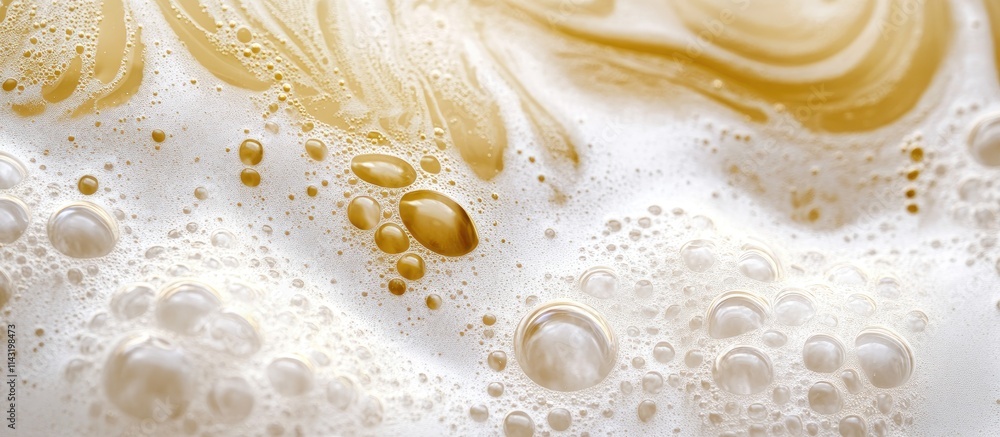 Aufkleber golden sandy texture with white wave bubbles creating a soothing and tranquil abstract background fo