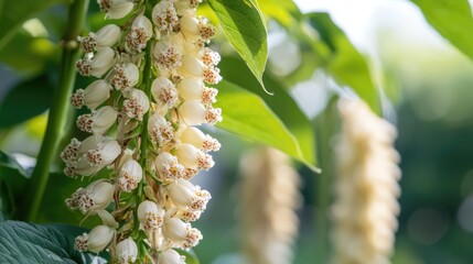 Fototapeta premium Delicate Fagonia mollis flowers blooming in natural light with selective focus showcasing rich green foliage and soft background blur