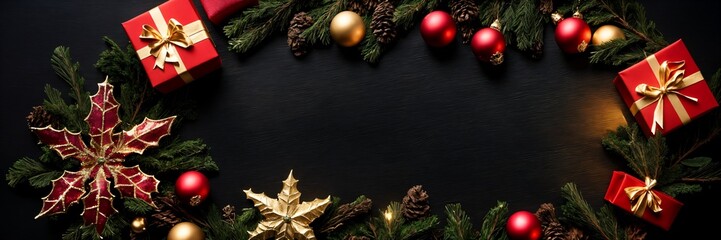 Enchanting Merry Christmas and Happy New Year Banner Design - Beautiful Winter Wonderland with Shimmering Snow and Festive Holiday Details