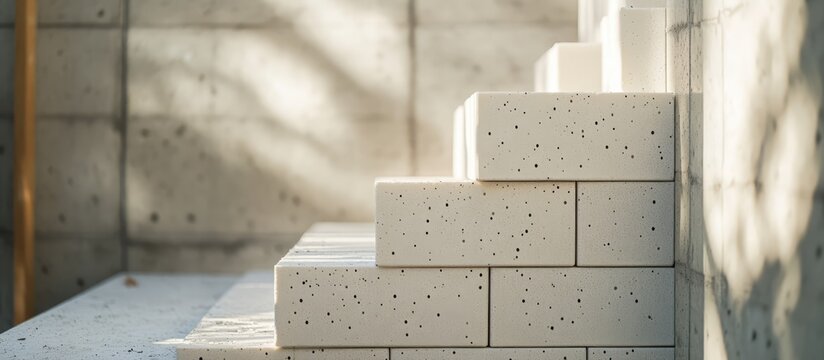 Foam bricks arranged in a contemporary home highlighting innovative building materials and modern architectural design