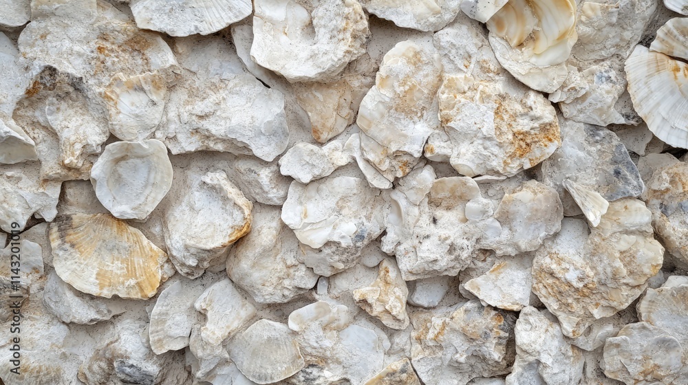 Poster natural shell rock wall texture in light gray tones showcasing an abstract background structure idea