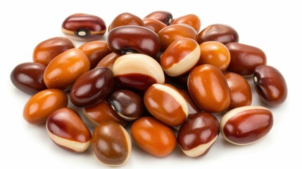 Fresh azuki beans with a glossy sheen, showcased on a  white background for a vibrant presentation.