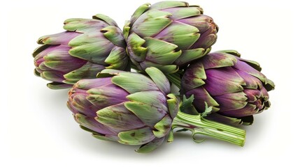 Fototapeta premium A vibrant display of fresh organic artichokes, showcasing their rich hues and unique shapes from a top view perspective.