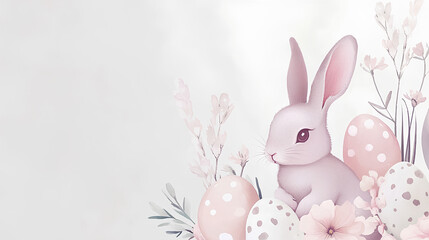 Obraz premium Rabbit is sitting on a bed of eggs