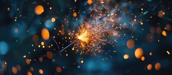 Colorful fireworks illuminating the night sky celebrating New Year with vibrant sparks and festive atmosphere in a joyful celebration scene