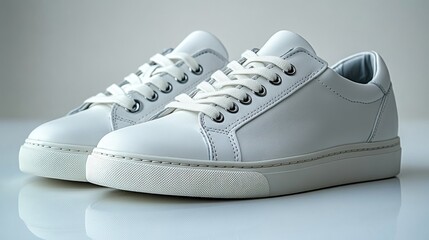 White leather women's sneakers on clean backdrop showcasing trendy athletic casual style high quality fashion footwear design