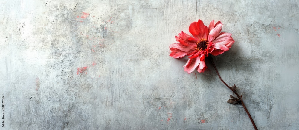 Poster pink gerbera daisy elegantly displayed on a textured gray backdrop showcasing its vibrant color and 