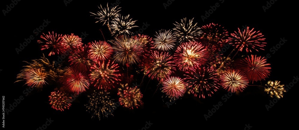 Poster vibrant fireworks display in a night sky beautifully captured with a telephoto lens showcasing an ar