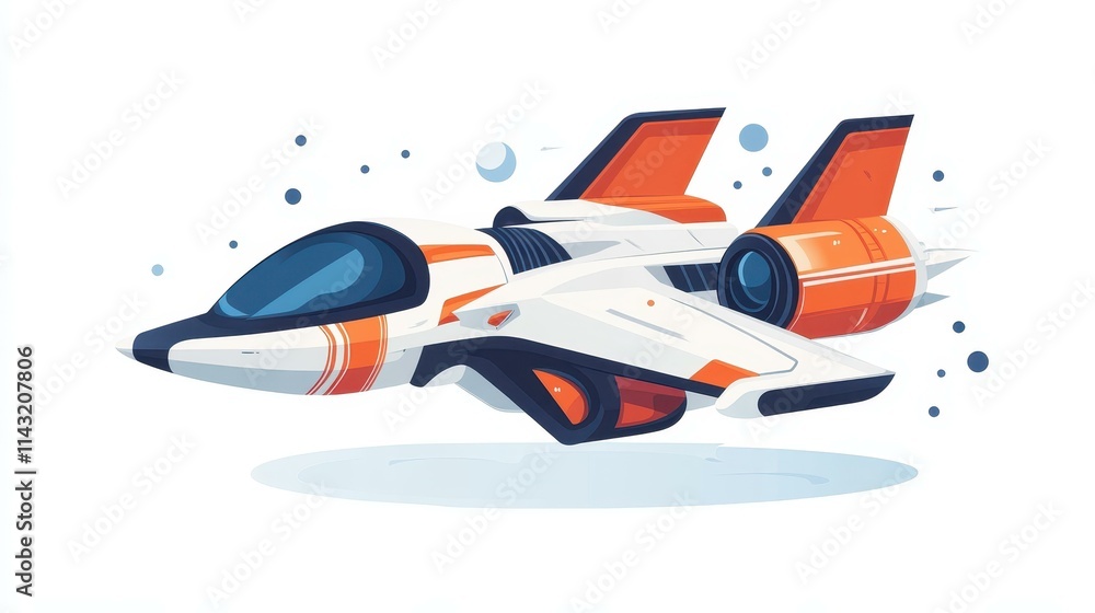 Poster explore a unique d vector design showcasing a sleek spaceship with a blend of textures and flat styl