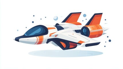 Explore a unique D vector design showcasing a sleek spaceship with a blend of textures and flat style.