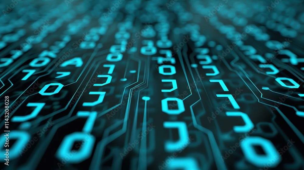 Poster dive into a stunning blue 3d binary code display, the perfect blend for cybersecurity enthusiasts an